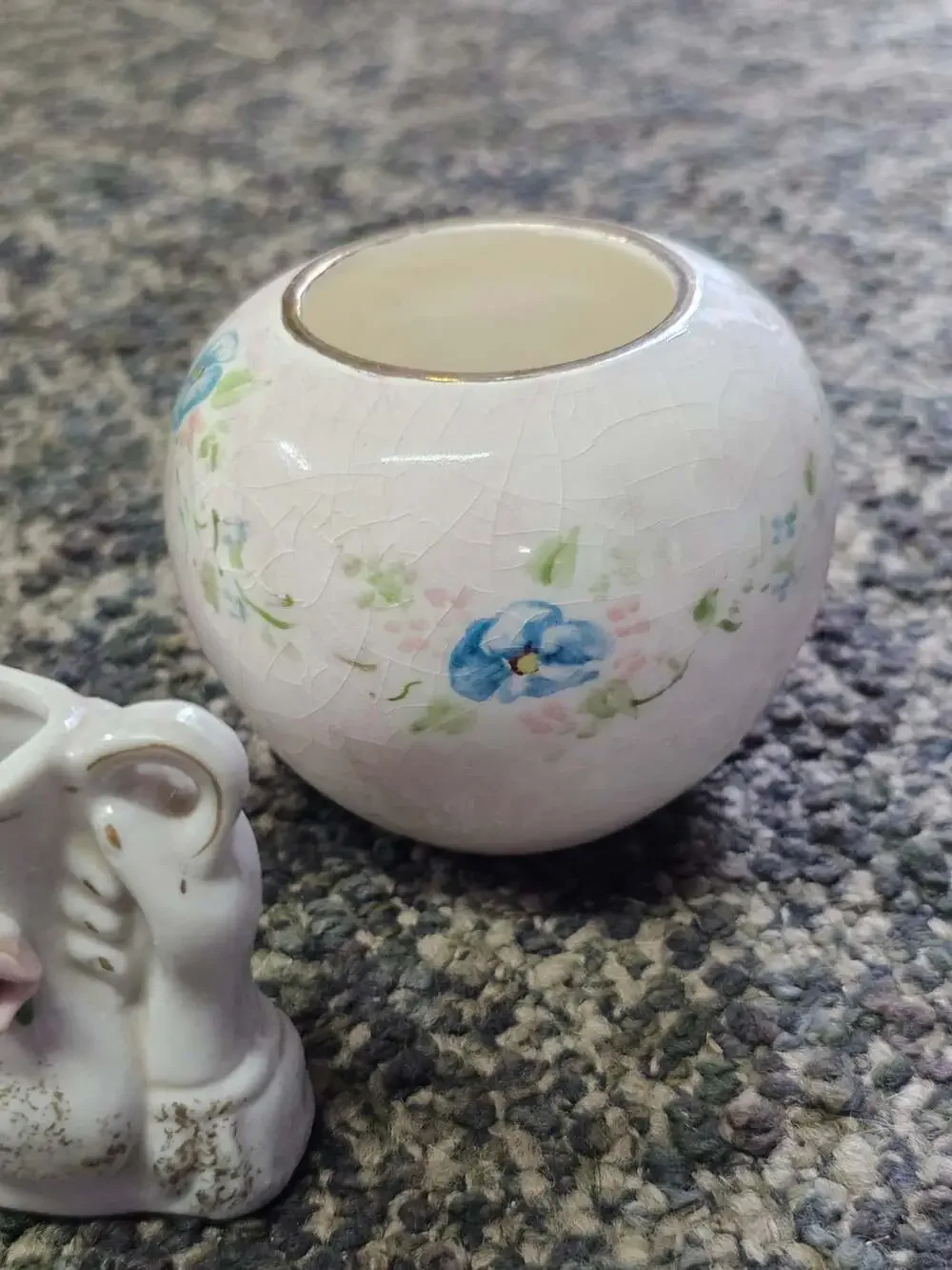Vintage Japan Ceramic Bird And Floral Vase Set